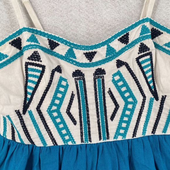 Staring‎ At Stars Anthropoligie Dress Women 4 Sleeveless Aztec Boho Mini Linen - Picture 6 of 16